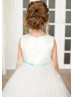 Ivory 3D Flowers Lace Tulle Flower Girl Dress